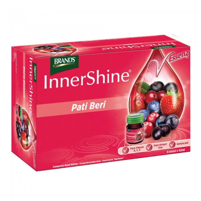 BRANDS Innershine Berry Essence 42ml X 12's with Mixed Berries, Pati Berry, Berry Extract for Young Looking Skin