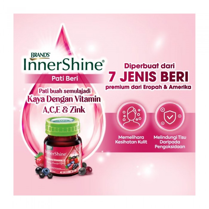 BRANDS Innershine Berry Essence 42ml X 12's with Mixed Berries, Pati Berry, Berry Extract for Young Looking Skin