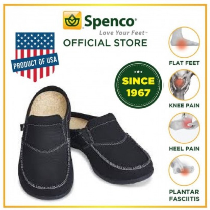 SPENCO Revitalign Women Siesta Suede Tile (Black) Orthopedic Shoes, SPENCO Shoe Woman, Plantar Fasciitis Slipper- Size 6