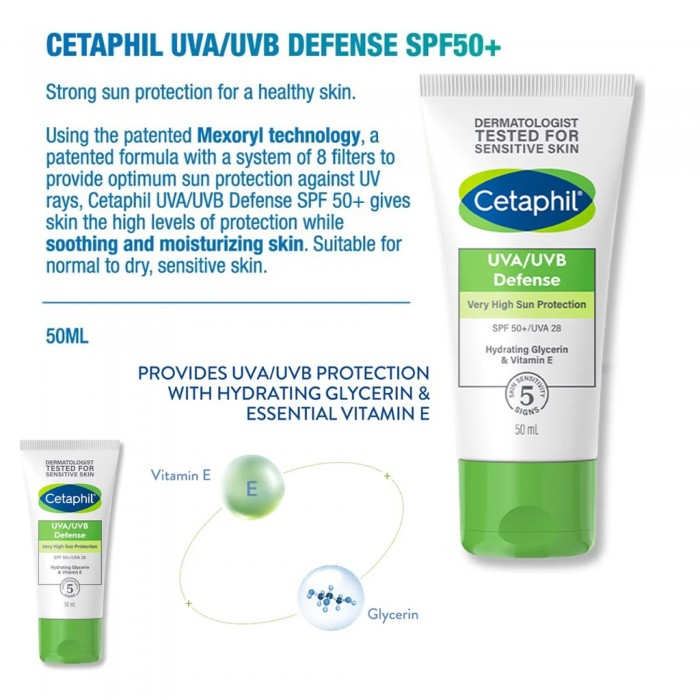 CETAPHIL UVA/UVB Defense Cream (50ml) Sunscreen SPF50 PA++++, Sunblock, Sun Protection, Sun Screen, sun protection, 防晒霜