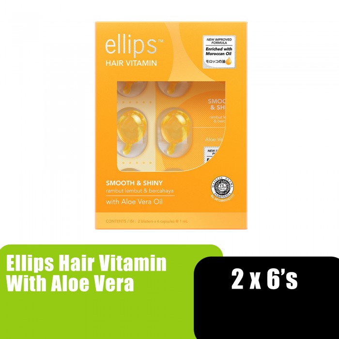 ELLIPS HAIR  Vitamin A, Vitamin C, Vitamin E Oil, Aloe Vera Oil (6's x 2) Moroccan Oil, Hair Oil Capsule, Hair Serum