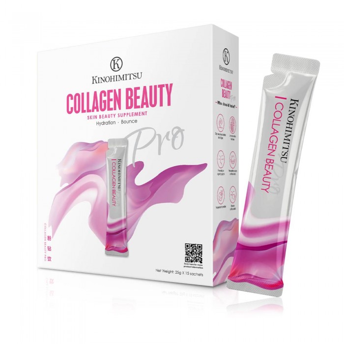 KINOHIMITSU Beauty Collagen Pro 25g x 15's, Hydrating Collagen Powder, Collagen Drink for Skin, Kolagen Anti Aging, 美白淡斑