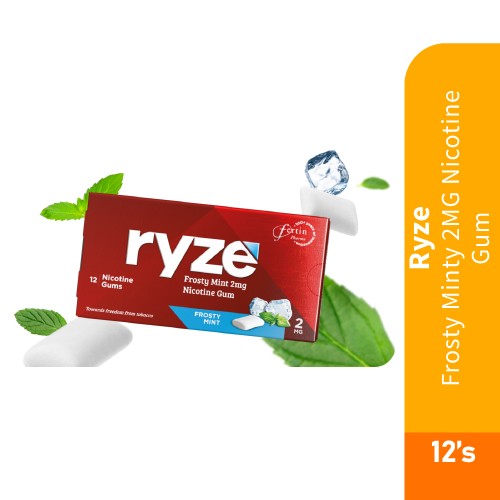 RYZE Frosty Minty 2mg Nicotine Gum (12's) - (Nicotine Replacement) for Quit Smoking, Berhenti Merokok, Larangan Merokok,