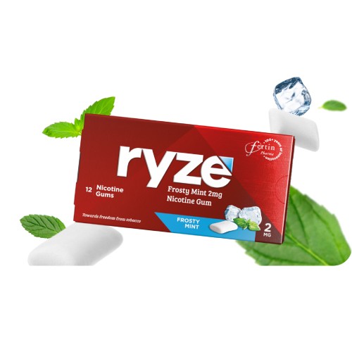 RYZE Frosty Minty 2mg Nicotine Gum (12's) - (Nicotine Replacement) for Quit Smoking, Berhenti Merokok, Larangan Merokok,