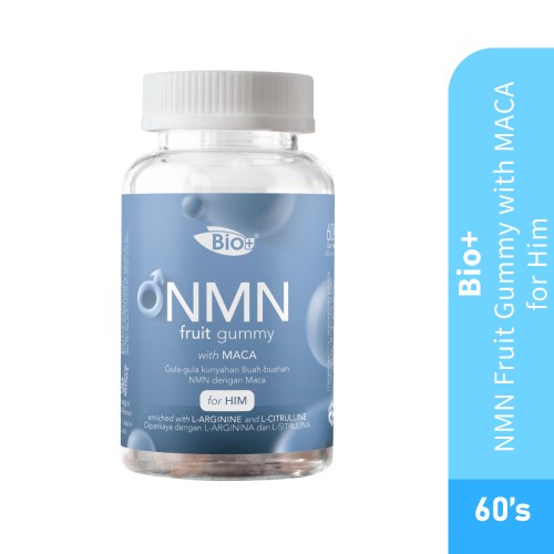 BIO+ NMN Fruit Gummy with Maca for Him 60's, Sperm Supplement, Fertility Supplement, Testosterone Booster, Men Supplemen