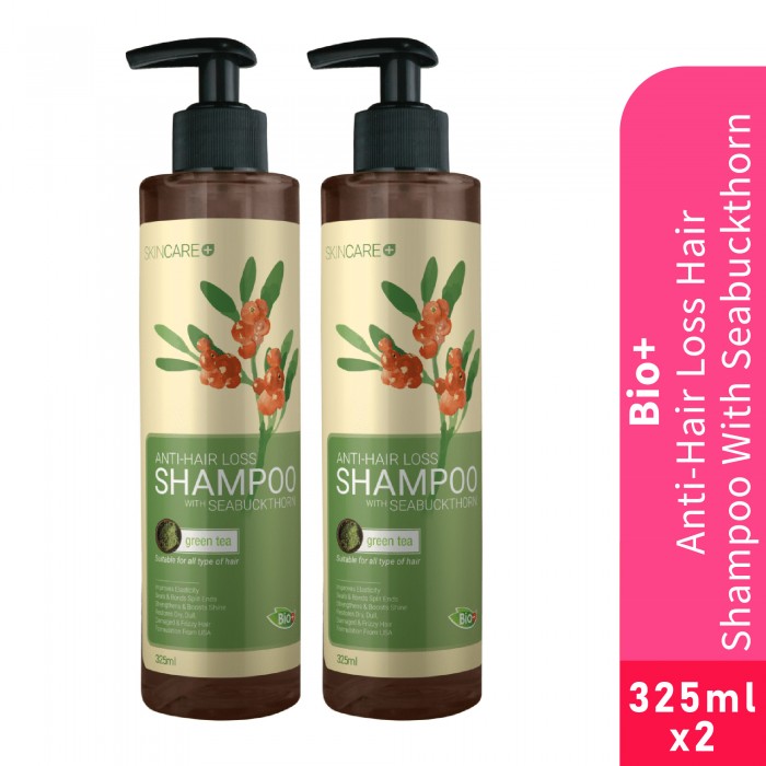 BIO+ Anti-Hair Loss & Hair Growth Shampoo With Seabuckthorn 325ml X 2  Syampoo rambut gugur 生發防脫發 沙棘洗發水