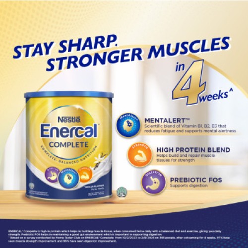 ENERCAL Complete Protein Powder (2 x 850g)Muscle Gain, Muscle Booster, Calcium Milk for Bone and Joints, Susu Otot