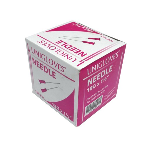 UNIGLOVES Needles 18G-1-1/2 (100's) Pink [BD Injection Needle/Syringe Needle/Jarum Suntikan/Jarum Suntik/针头]