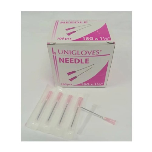 UNIGLOVES Needles 18G-1-1/2 (100's) Pink [BD Injection Needle/Syringe Needle/Jarum Suntikan/Jarum Suntik/针头]