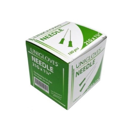 UNIGLOVES Needles 21G-1-1/4 (100's) Green [BD Injection Needle/Syringe Needle/Jarum Suntikan/Jarum Suntik/针头]