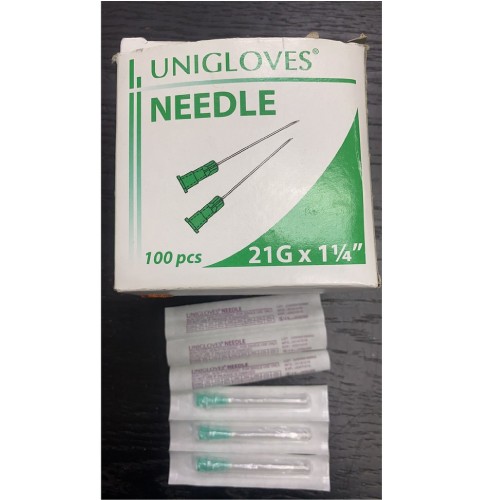 UNIGLOVES Needles 21G-1-1/4 (100's) Green [BD Injection Needle/Syringe Needle/Jarum Suntikan/Jarum Suntik/针头]