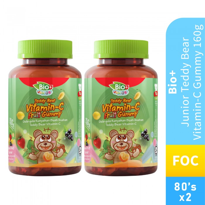 BIO+ Junior Teddy Bear Vitamin-C Gummy for kids 160g 80's X 2 FOC vitamin D3 80's vitamin kanak kanak 維他命 c 软糖