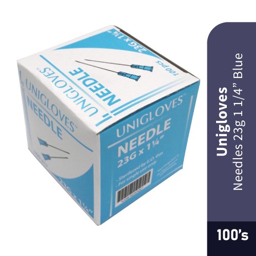 UNIGLOVES Needles 23G-1-1/4 (100's) BLUE [BD Injection Needle/Syringe Needle/Jarum Suntikan/Jarum Suntik/针头]