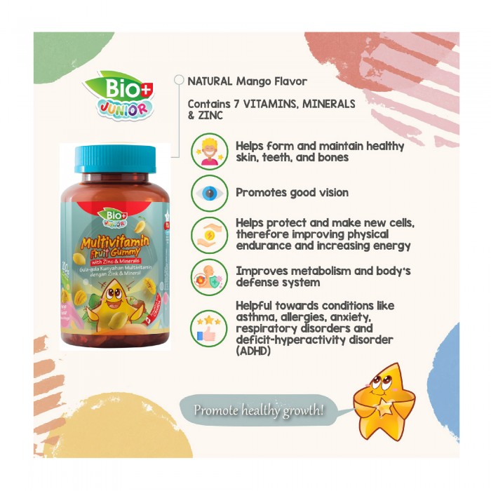 BIO+ Junior Multivitamin Gummy with Zinc & Mineral 80's kids gummy vitamin budak