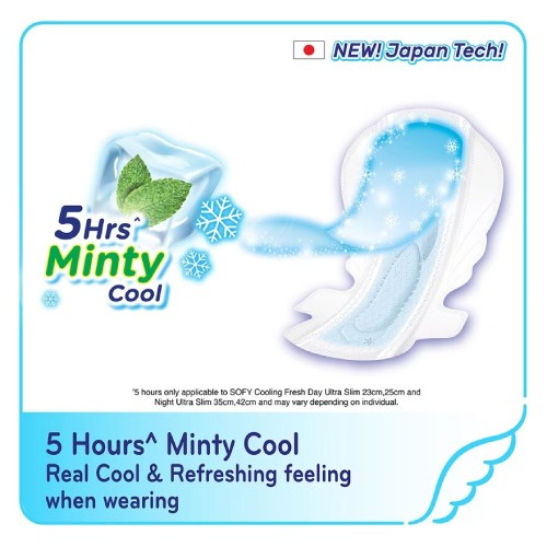 SOFY Cooling Fresh Night Slim Wing Pad 35cm (9's x 2) [Panty Liner/Pantyliner/Sanitary Pad/Tuala Wanita Pad Wanita/衛生棉 s