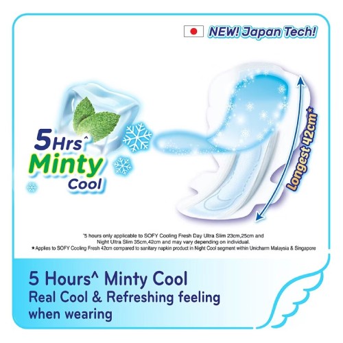 SOFY Cooling Fresh Night Slim Wing Pad 42cm (6's) [Panty Liner/Pantyliner/Sanitary Pad/Tuala Wanita Pad Wanita/衛生棉 sofy