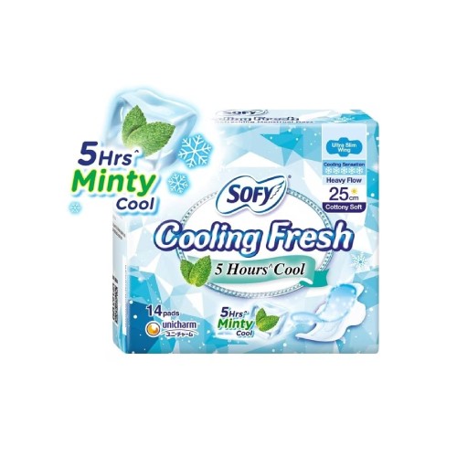 SOFY Cooling Fresh Day Slim Wing Pad 25cm (2 x 14's) [Panty Liner/Pantyliner/Sanitary Pad/Tuala Wanita Pad Wanita/衛生棉