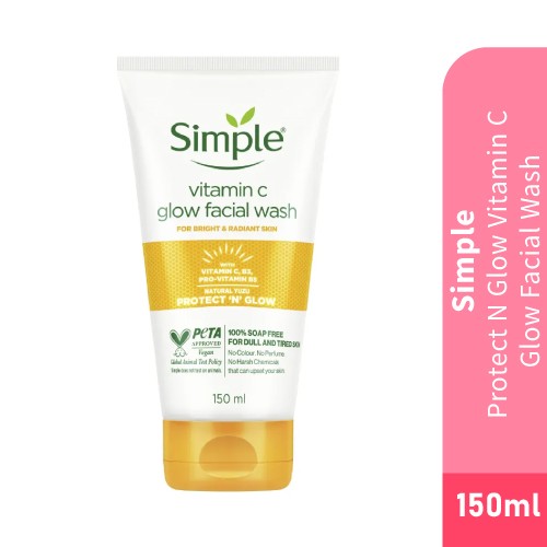 SIMPLE Protect N Glow Vitamin C Brightening Cleanser Face Wash (150ml), Pencuci Muka, 洗脸