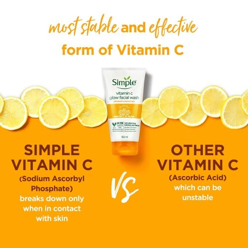 SIMPLE Protect N Glow Vitamin C Brightening Cleanser Face Wash (150ml), Pencuci Muka, 洗脸