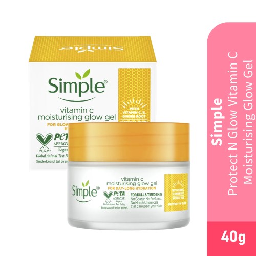 SIMPLE Protect N Glow Vitamin C Brightening Whitening Face Cream Face Gel (40g), Krim Muka, 面霜