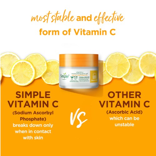 SIMPLE Protect N Glow Vitamin C Brightening Whitening Face Cream Face Gel (40g), Krim Muka, 面霜