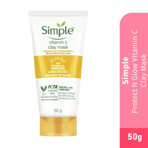 SIMPLE Protect N Glow Vitamin C Skin Whitening Clay Face Mask Skincare (50g) Sheet Mask/Facial Mask Muka Skincare/面膜/面膜