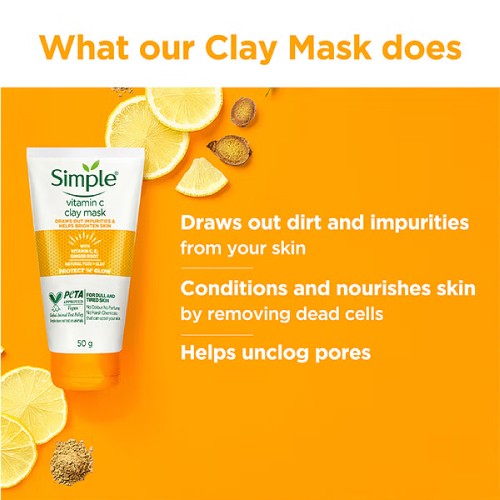 SIMPLE Protect N Glow Vitamin C Skin Whitening Clay Face Mask Skincare (50g) Sheet Mask/Facial Mask Muka Skincare/面膜/面膜