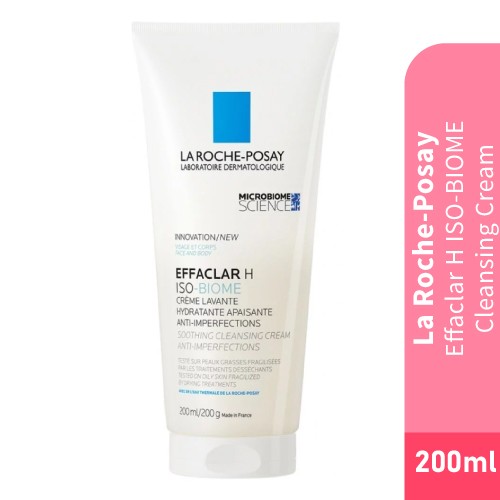 LA ROCHE POSAY Effaclar H Iso Biome (200ml) Brightening Cleanser, Whitening, Hydrating Cleanser Face Cream, Krim Muka