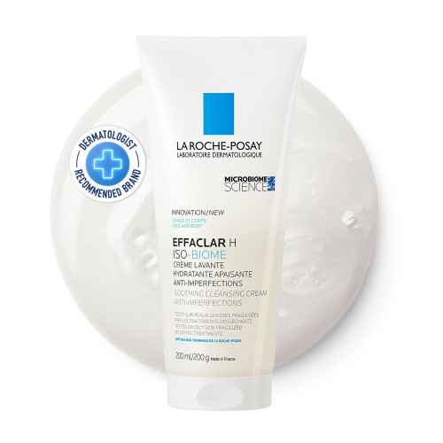 LA ROCHE POSAY Effaclar H Iso Biome (200ml) Brightening Cleanser, Whitening, Hydrating Cleanser Face Cream, Krim Muka