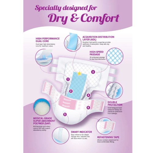 Hennson Dry Comfort Adult Diapers XL (10's)