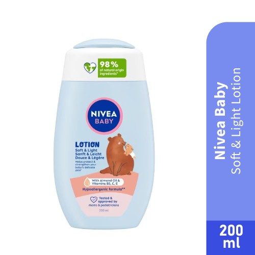 NIVEA BABY Soft & Light Lotion (200ml) Baby Lotion, Nappy Cream, Baby Cream Baby, Krim Baby