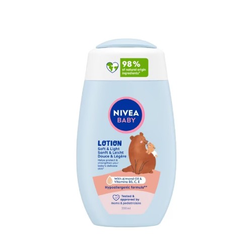 NIVEA BABY Soft & Light Lotion (200ml) Baby Lotion, Nappy Cream, Baby Cream Baby, Krim Baby