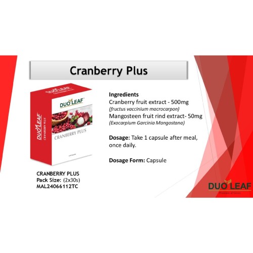 DUOLEAF Cranberry Plus Capsules 2 x 30'S Supplements for Sleep, Insomnia Cranberry Supplement 保健品 蔓越莓 睡眠