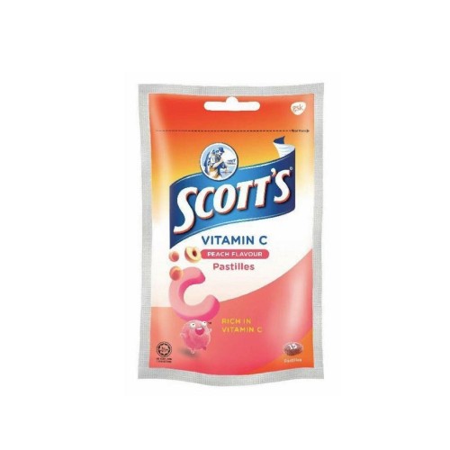 SCOTT Vitamin C Pastilles [PEACH]15's Pastilles Vitamin C Gummy Vitamin