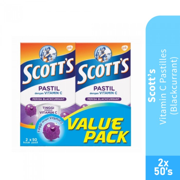 SCOTT Vitamin C Pastilles [BLACKCURRANT] 50's x 2 Pastilles Vitamin C Gummy Vitamin