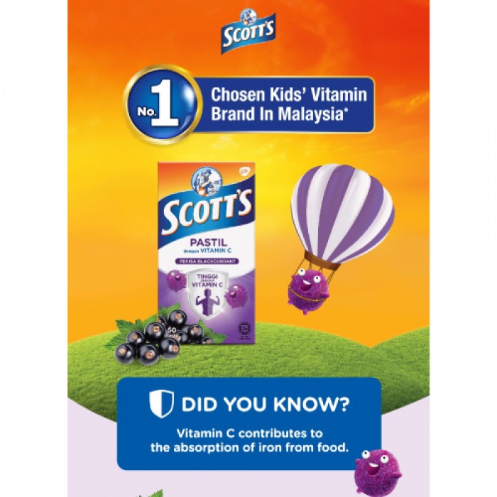 SCOTT Vitamin C Pastilles [BLACKCURRANT] 50's x 2 Pastilles Vitamin C Gummy Vitamin