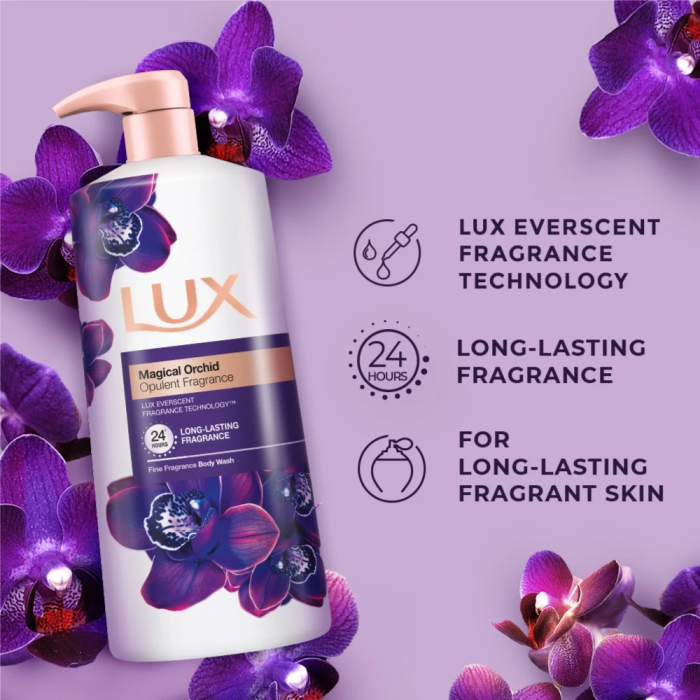 LUX Shower Gel 900ml - Magical Orchid Long Lasting Lux Body Wash, Sabun Badan, Sabun Mandi Wangi Tahan Lama