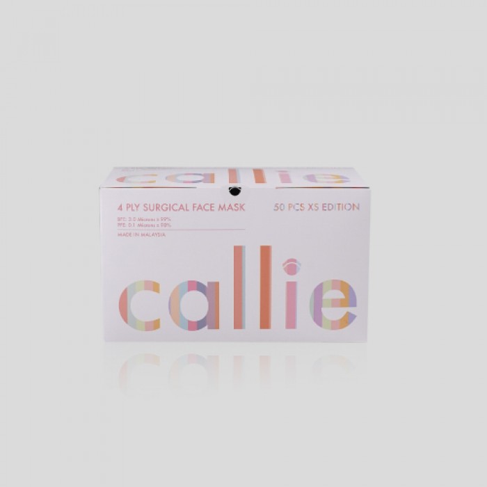 CALLIE Kids Surgical 4ply Face Mask (50's) MIX COLOUR Classic Elastic Earloop Disposable Face Mask- MIX COLOUR