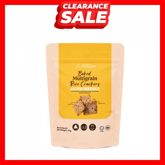 [CLEARANCE] NUTRILICIOUS Baked Multigrain Rice Crackers 50G - Sriracha, Biscuits, Snacks (EXP: 9/25)