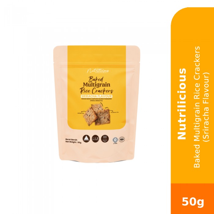 [CLEARANCE] NUTRILICIOUS Baked Multigrain Rice Crackers 50G - Sriracha, Biscuits, Snacks (EXP: 9/25)