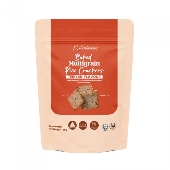 NUTRILICIOUS Baked Multigrain Rice Cracker 50g - Teriyaki, Biskut, Biskut Beras, Snack, Keropok