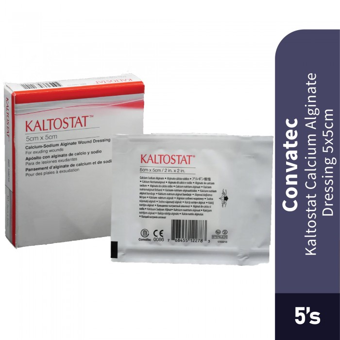 CONVATEC KALTOSTAT CALCIUM ALGINATE DRESSING 5 X 5CM 5'S (168210)