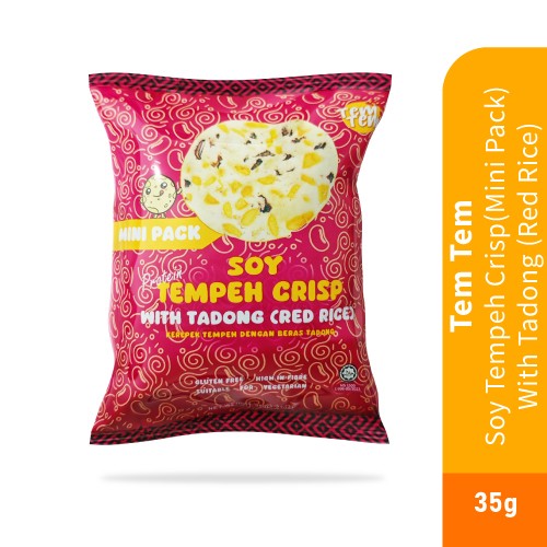 TEM TEM Tempeh Chips with Tadong, Red Rice 35g with Soy Bean, Organic