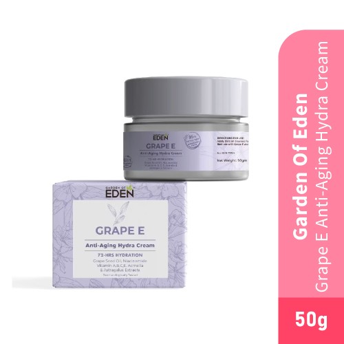 GARDEN OF CREAM Grape E Anti Aging Hydra Cream 50g with Niacinamide,Vitamin E, Vitamin E Cream, Wrinkle Cream