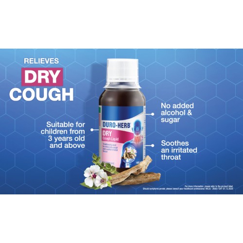 DURO-HERB Dry Cough Liquid 100ml - Cough medicine, utak batuk (咳嗽药水）