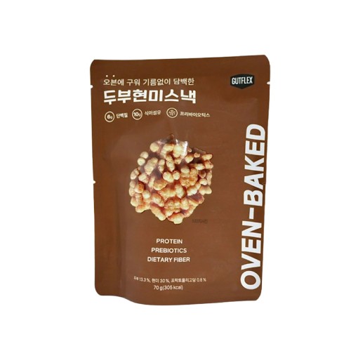 GUTFLEX Oven Baked Snacks Tofu & Brown Rice 50g with Prebiotic, Protein, Korean Snack, Healthy Snack, Keropok