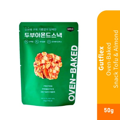 GUTFLEX Oven Baked Snacks Tofu & Almond 50g with Prebiotic, Protein, Korean Snack, Healthy Snack, Keropok