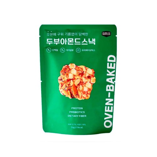 GUTFLEX Oven Baked Snacks Tofu & Almond 50g with Prebiotic, Protein, Korean Snack, Healthy Snack, Keropok