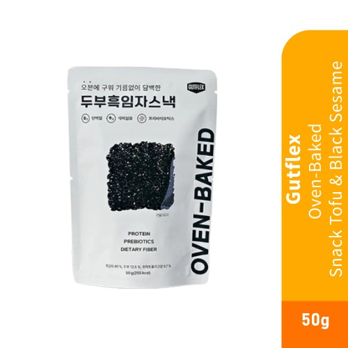 GUTFLEX Oven Baked Snacks Tofu & Black Sesame 50g with Prebiotic, Korean Snack, Healthy Snack, Keropok