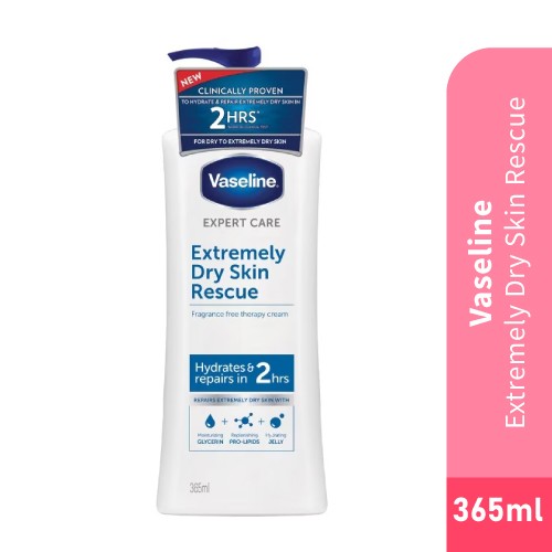 VASELINE Expert Care Extremely Dry Skin Rescue 365ml with Glycerin for Eczema Cream, Moisturizer Cream, 甘油